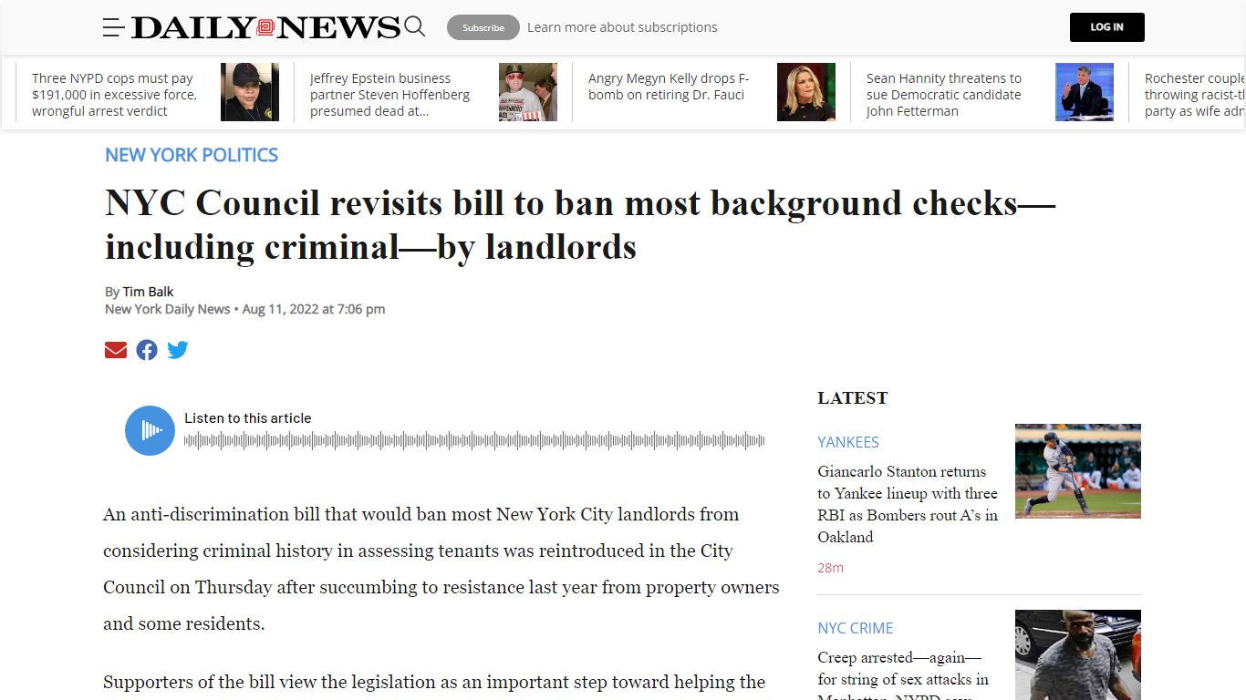 NYC Council revisits bill to ban most background checks, including ...