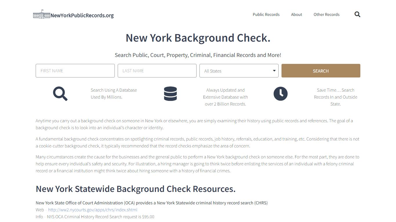 New York Background Check: NewYorkPublicRecords.org